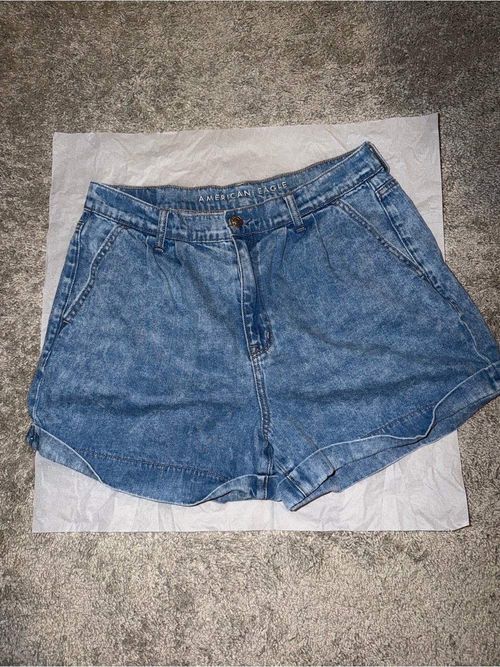 American Eagle Outfitters Medium Blue High-Rise Denim Shorts